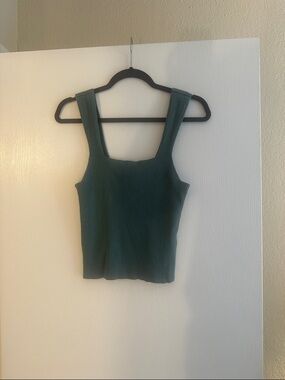 Abercrombie & Fitch Ribbed Square-Neck Tank - Teal Green